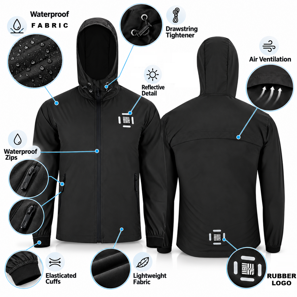 ENGREEK EN-001 Men's Lightweight Waterproof Reflective Jacket