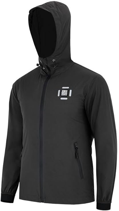 Black ENGREEK EN-001 hooded jacket, three-quarter view showing chest detail and zip pockets