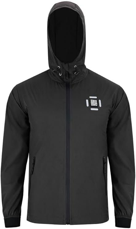 Black ENGREEK EN-001 men’s hooded jacket, front view