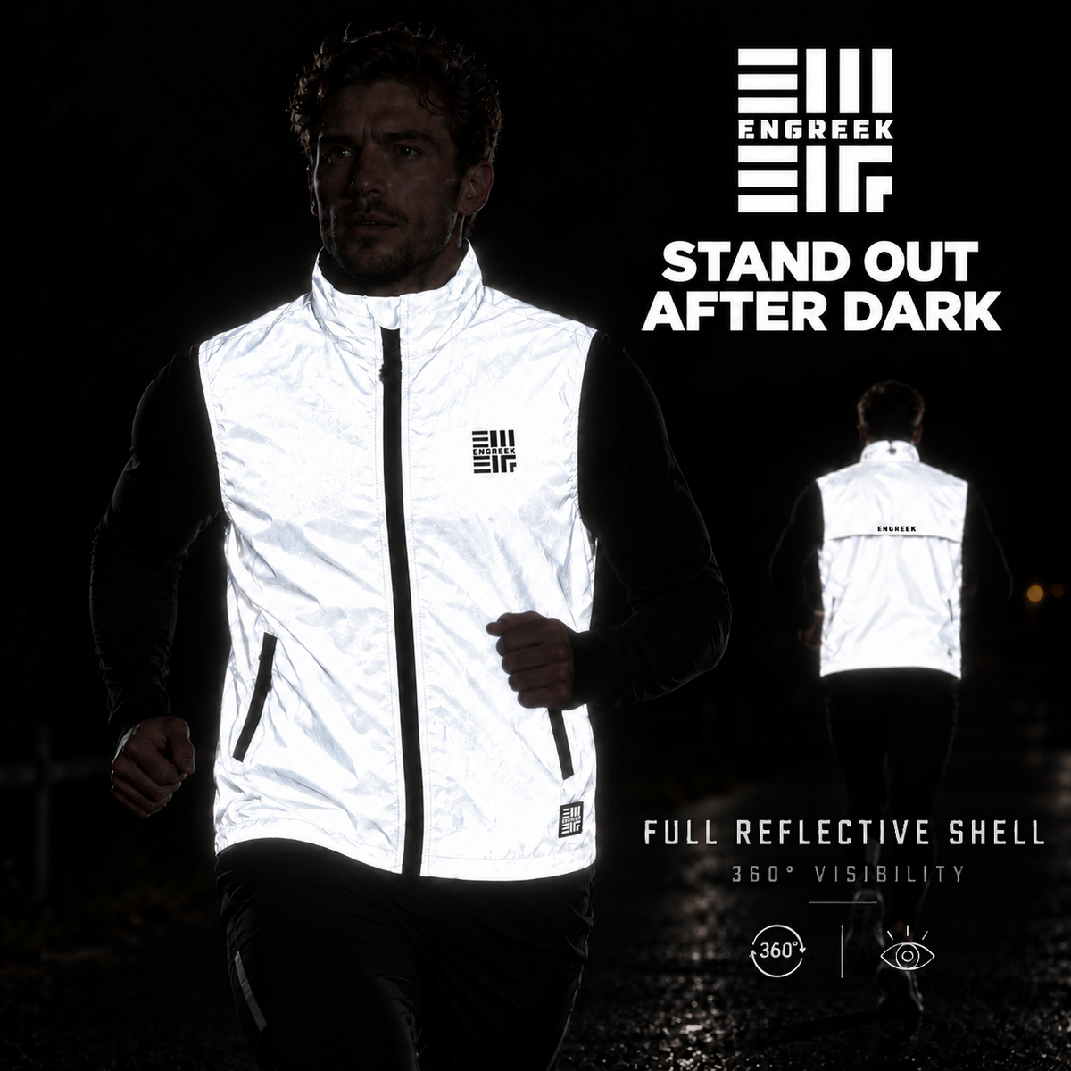 ENGREEK EN-1001 Full 360° Silver Reflective High Visibility Gilet