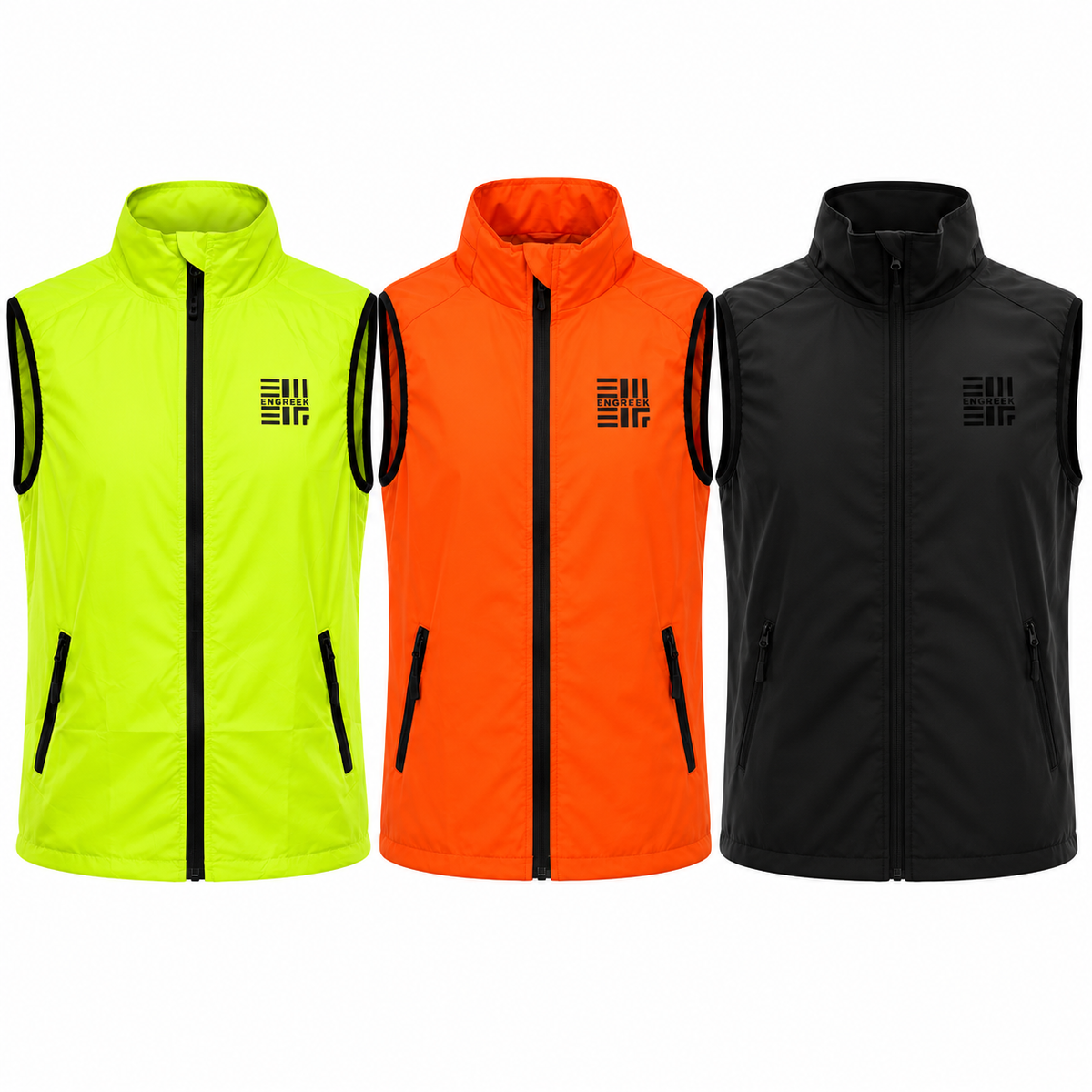 ENGREEK EN-1003 Men's Reflective Gilet Hi Vis Vest with Concealed Hood