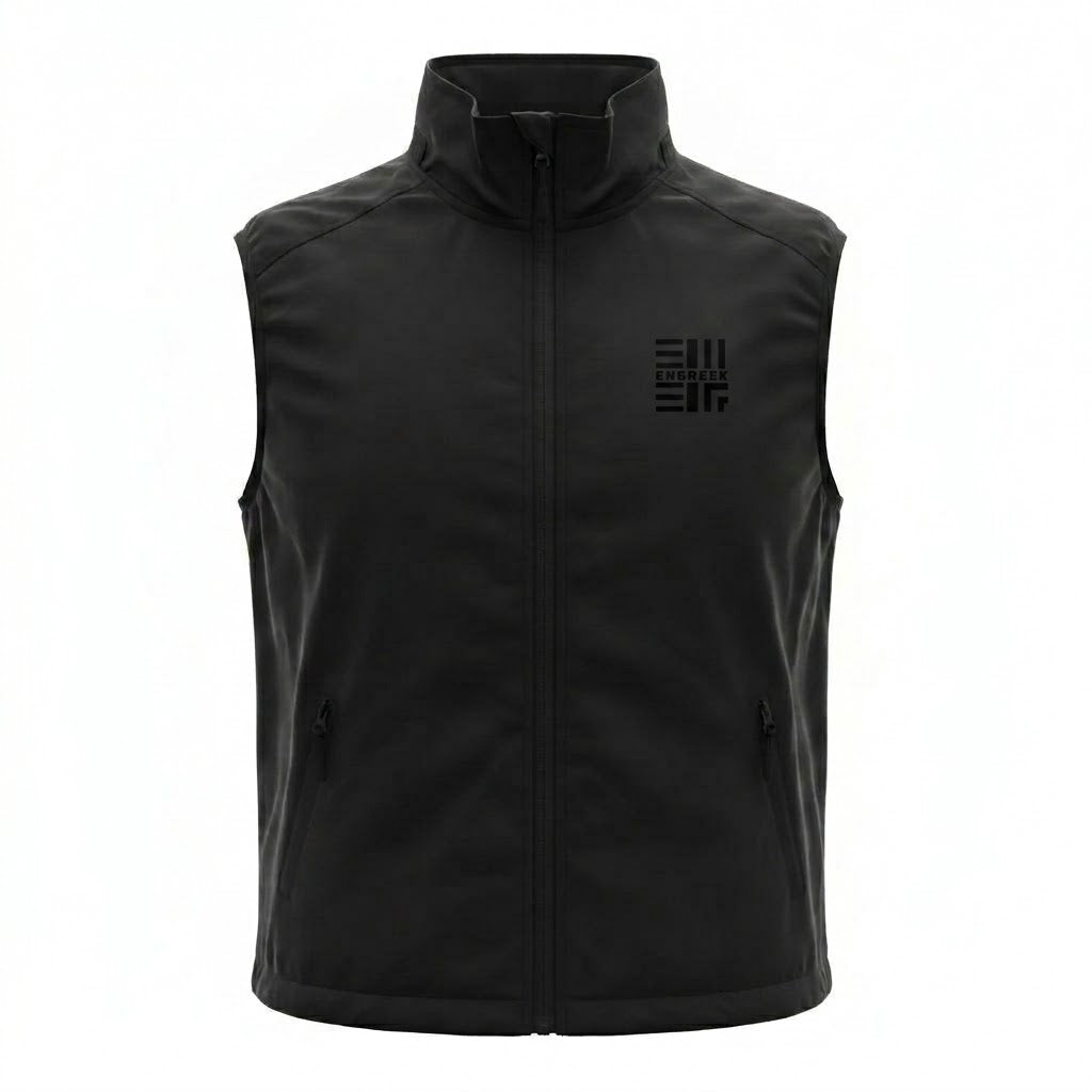 ENGREEK EN-1003 black reflective gilet front view