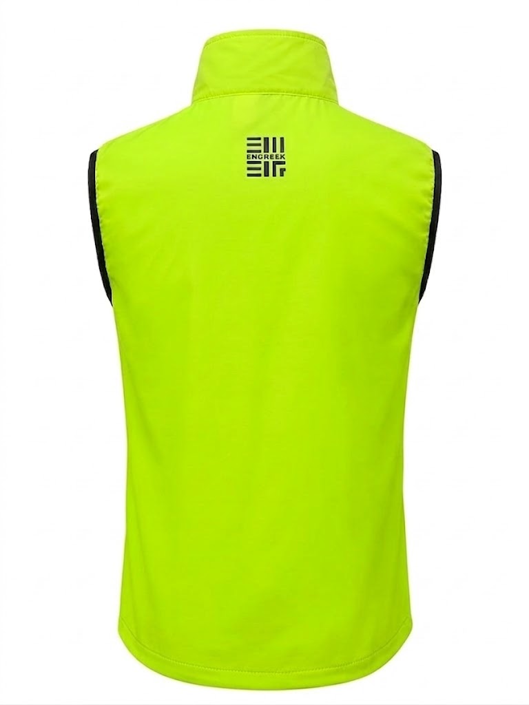 ENGREEK EN-1003 fluorescent green reflective gilet back view