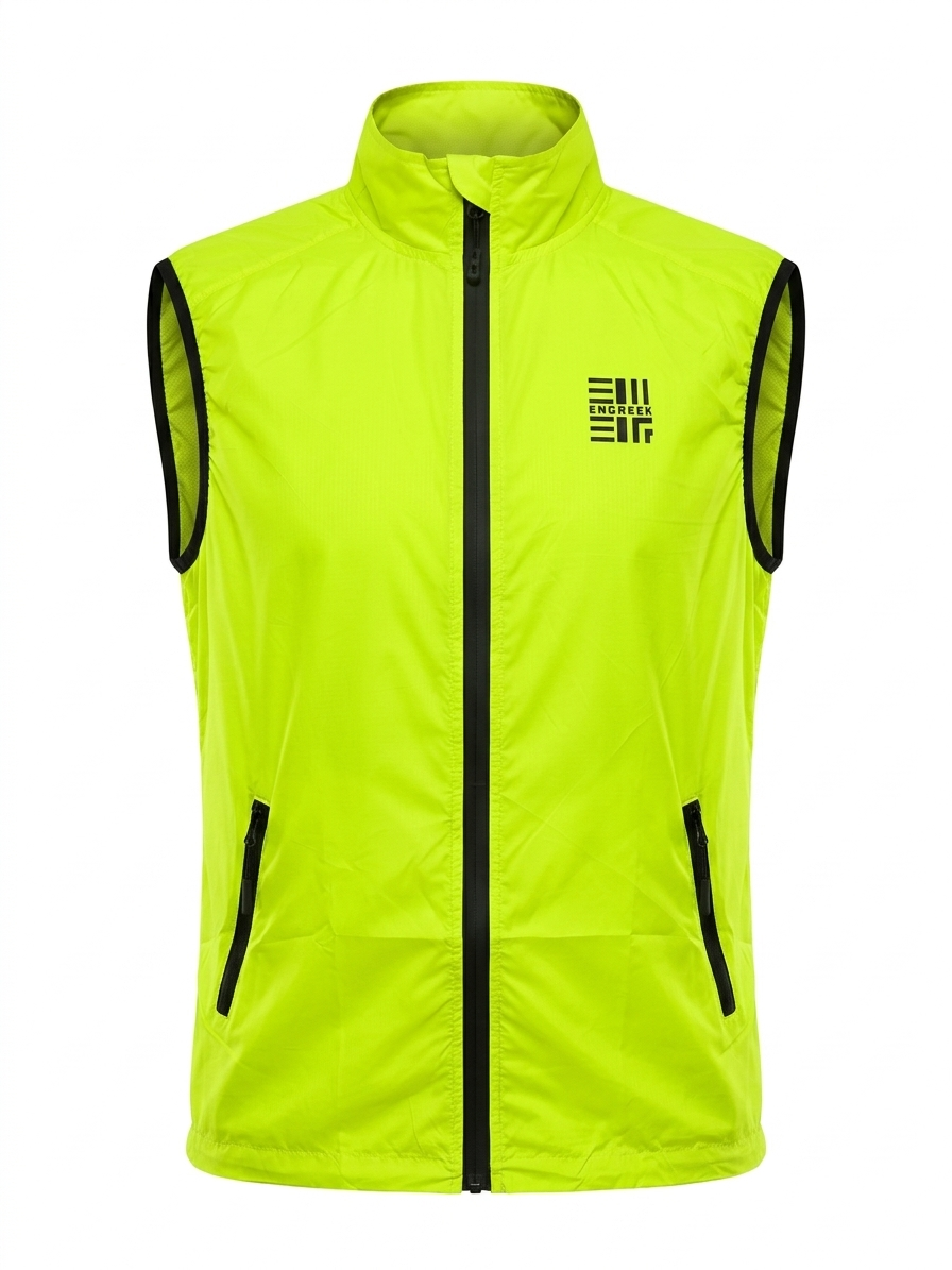 ENGREEK EN-1003 fluorescent green reflective gilet front view