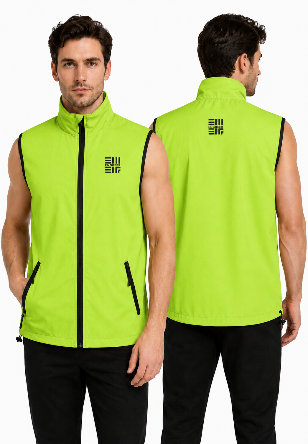 ENGREEK EN-1003 fluorescent green reflective hi vis gilet
