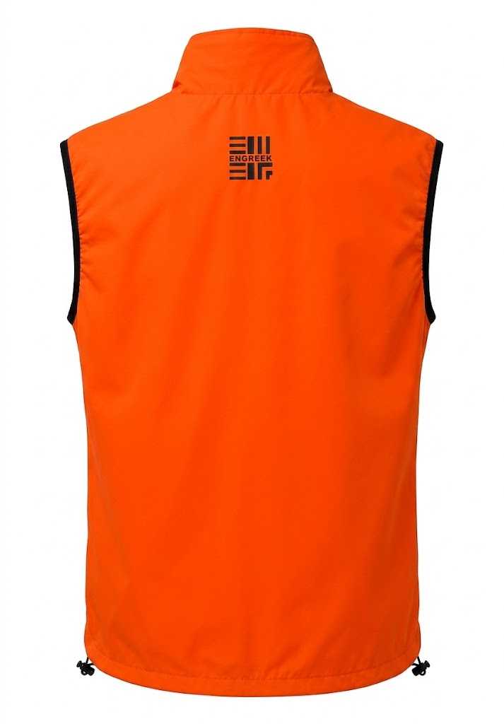 ENGREEK EN-1003 fluorescent orange reflective gilet back view