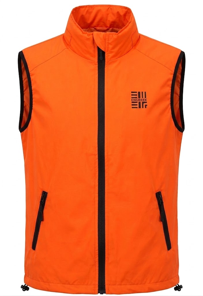 ENGREEK EN-1003 fluorescent orange reflective gilet front view