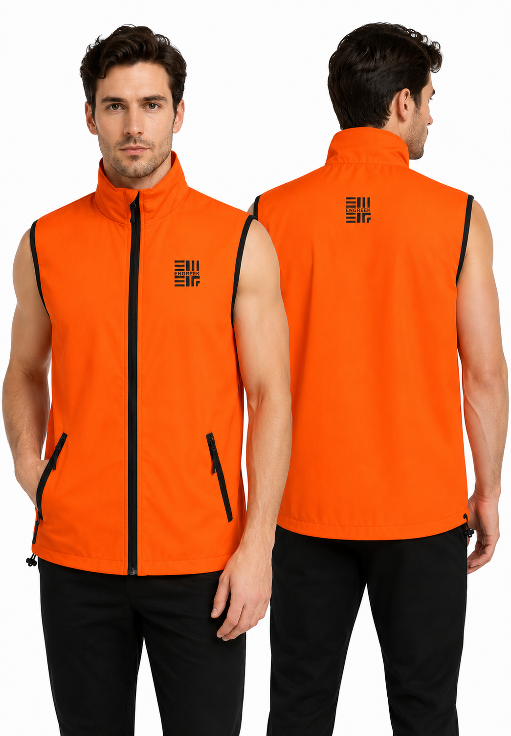 ENGREEK EN-1003 fluorescent orange reflective hi vis gilet