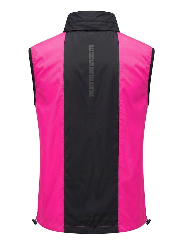 EN-1004-Back-view with Logo Non reflective effect Day Light effect also Hood concealed in the Collar controlled by Zip section