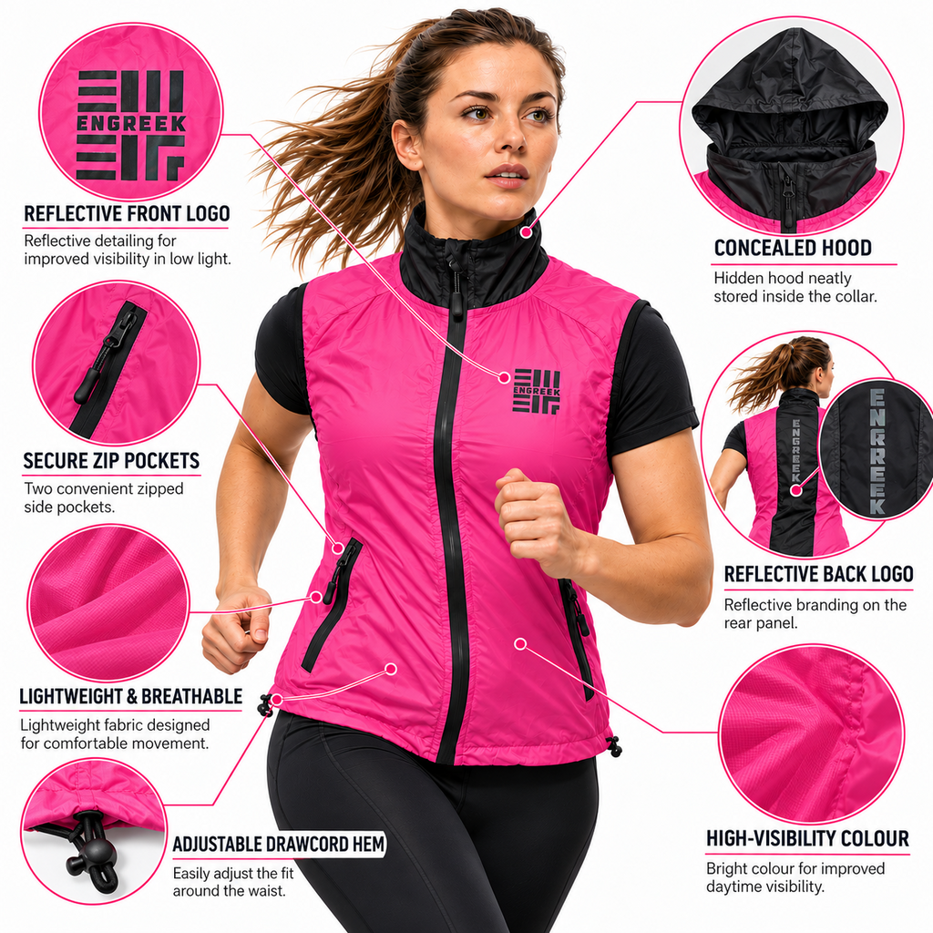 ENGREEK EN-1004 Women's Lightweight Reflective Running Gilet