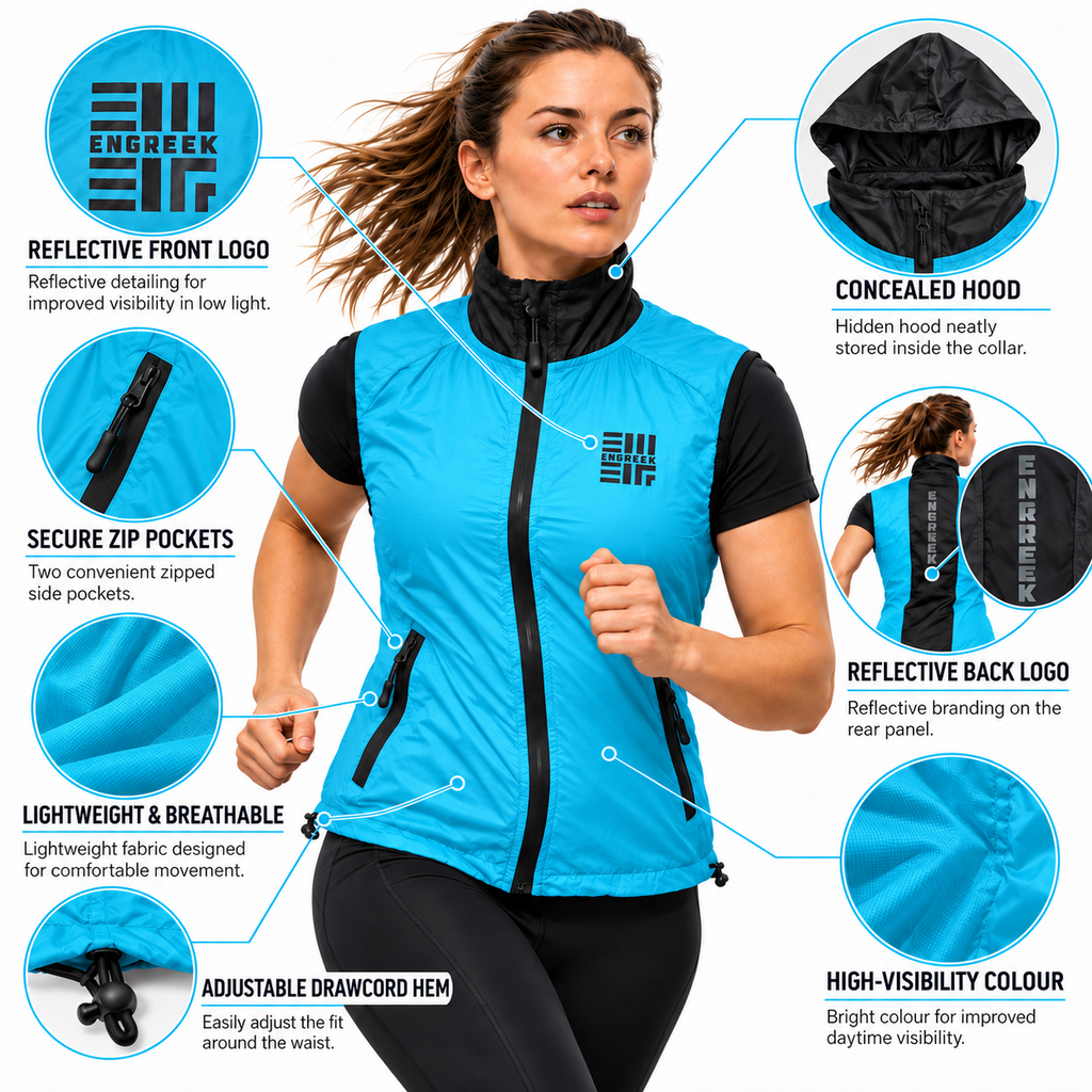 ENGREEK EN-1004 Women's Lightweight Reflective Running Gilet