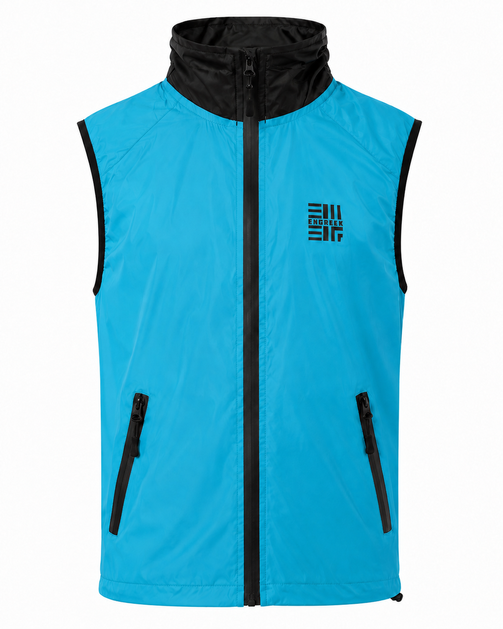 ENGREEK EN-1004 women's Blue Black reflective running gilet front view