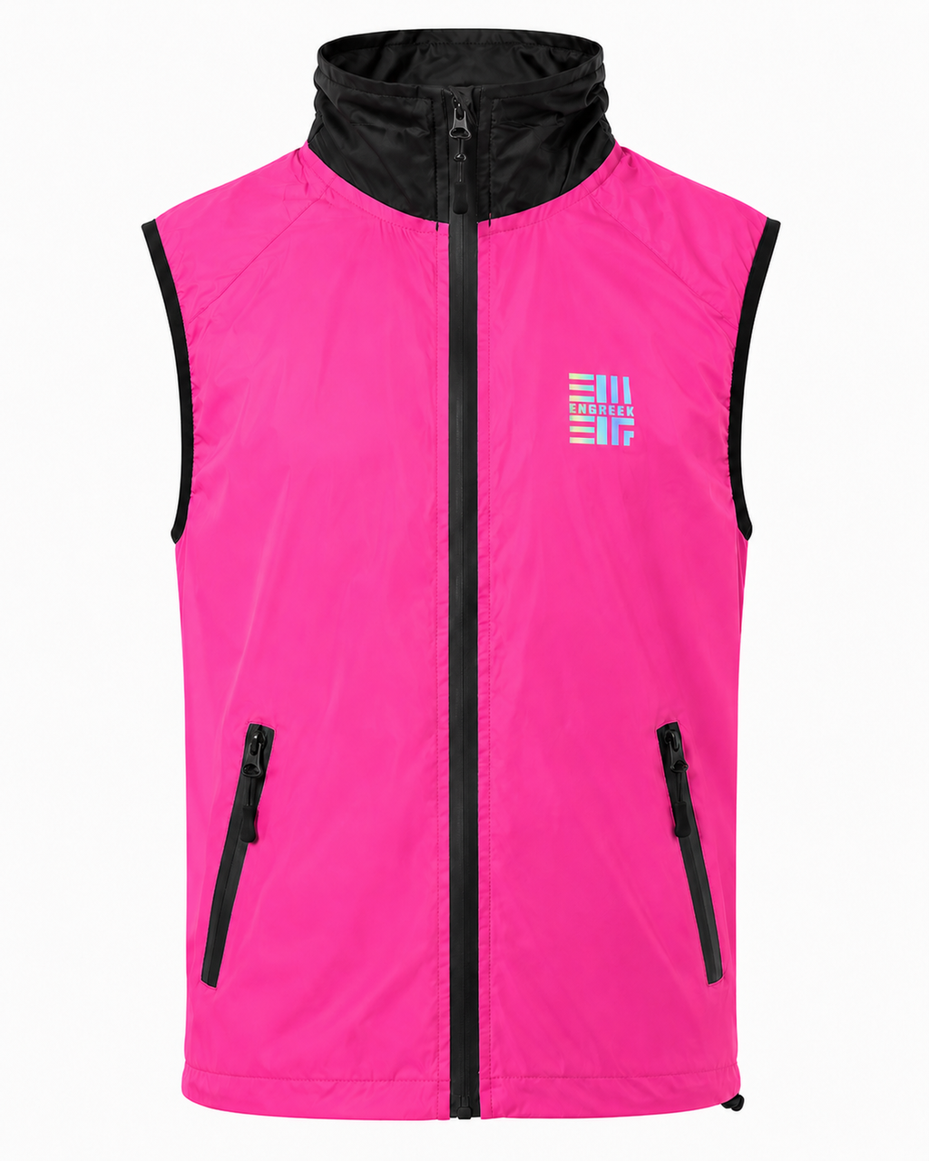 ENGREEK EN-1004 women's Pink Black lightweight reflective running gilet