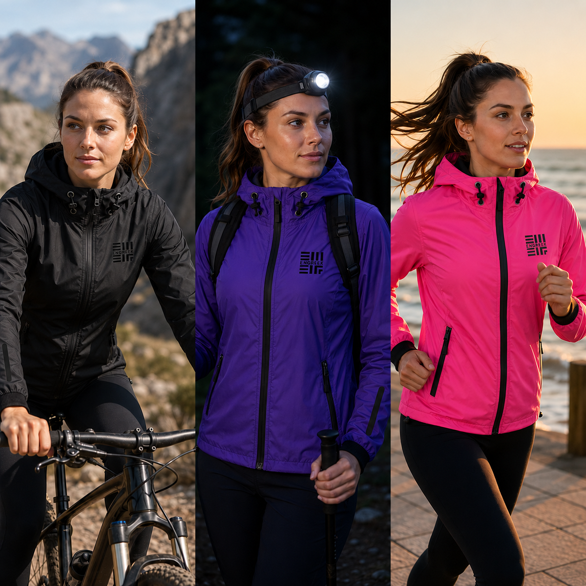 ENGREEK EN-101 women's in action lightweight reflective windbreaker jacket