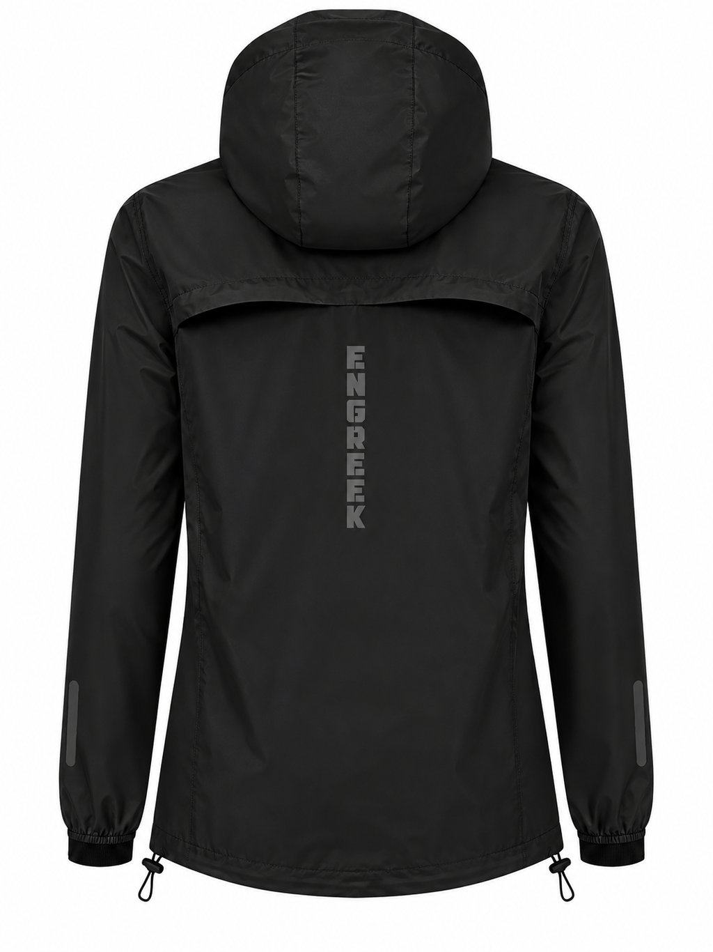 ENGREEK EN-101 women's black reflective running windbreaker jacket back view