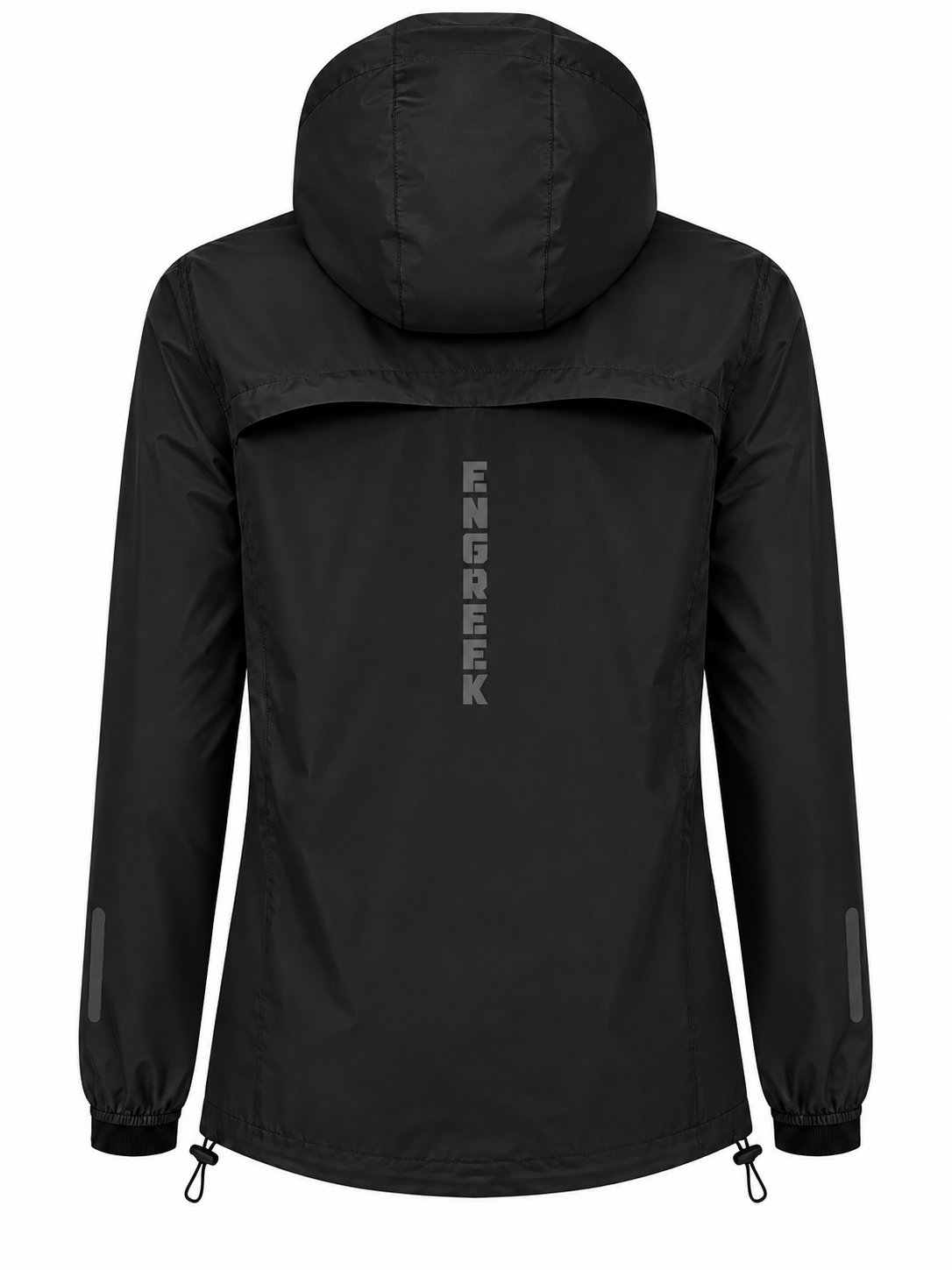 ENGREEK EN-101 women's black reflective running windbreaker jacket back view