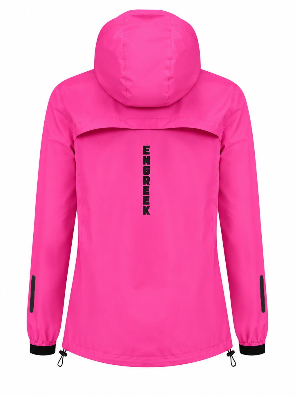 ENGREEK EN-101 women's pink reflective running windbreaker jacket back view