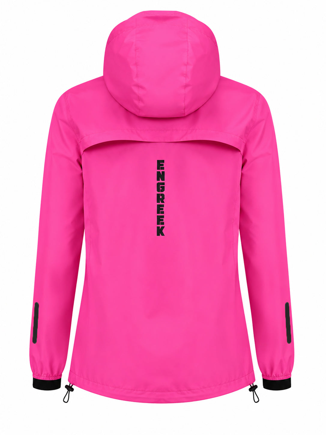 ENGREEK EN-101 women's pink reflective running windbreaker jacket back view