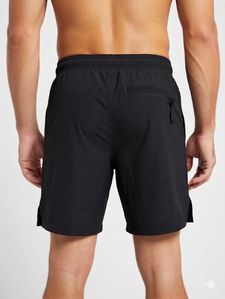 ENGREEK EN-220 men's black running gym shorts back view